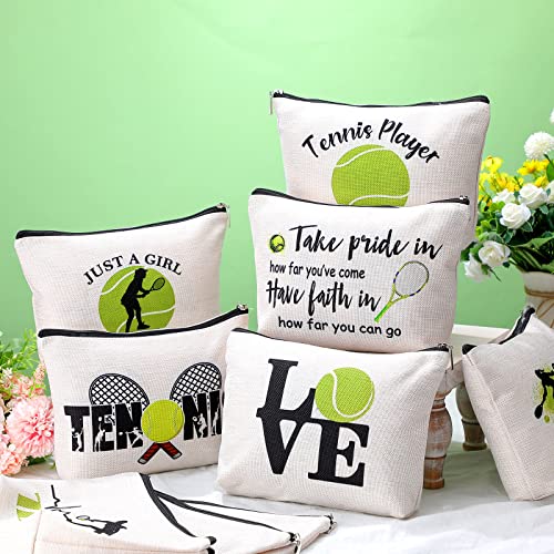 18 Pieces Tennis Player Gift Makeup Bag Christmas Inspirational Cosmetic Bags Tennis Zipper Cosmetic Bags Travel Pouches For Coach Friend Women Girl Sister Daughter Gift, 9.8 X 7.5 Inches #TOP1