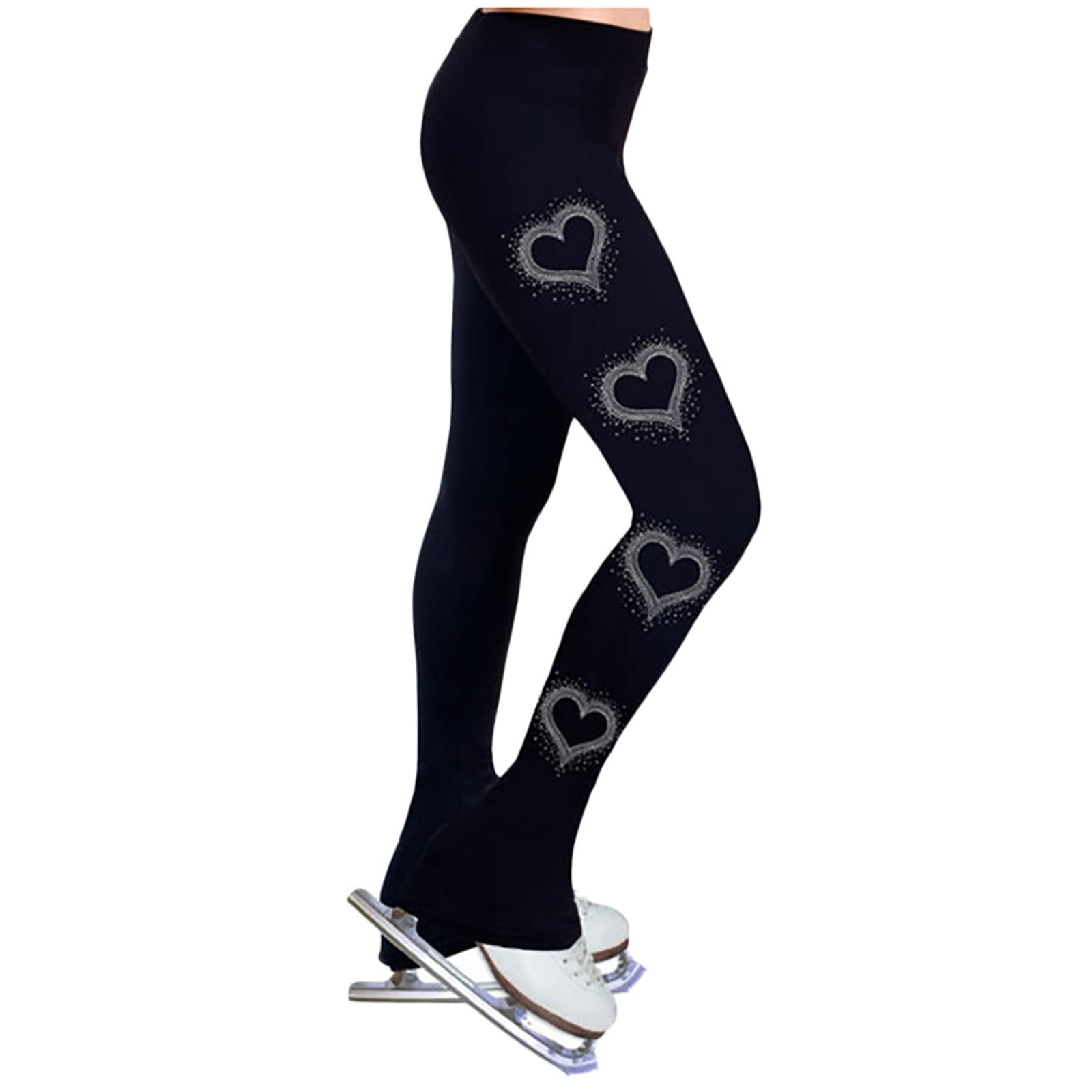G&F Damskie polarowe spodnie do łyżwiarstwa figurowego z dżetami dziewczęce oddychające legginsy do jazdy na łyżwach spodnie treningowe o wysokiej rozciągliwości (kolor: czarny, rozmiar: XL)