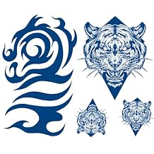 Aresvns Realistic Temporary Tattoos for Women & Girls,Premium Semi-Permanent Tattoo Waterproof & Long-Lasting,2 Weeks Tattoos,Lifelike Fake Tattoo Stickers Dark Blue