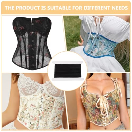 Sangle de corset lacet dos qui ne glisse pas ruban satin noir robuste 9m