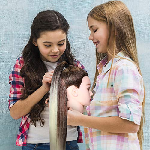 Trainingsköpfe 100% von dem Hochtemperaturfaser Haar Hairdressing Cosmetology Mannequin Frisierkopf Übungskopf mit Halterung+ DIY Haare Frisuren Set