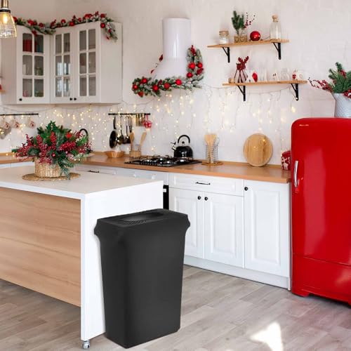 Image of Windyun 1 Pcs 23 Gallon Spandex Stretchable Trash Can Cover Wedding Party Fundraiser Decorations for Home Garden (Not Include Trash Can) (Black)