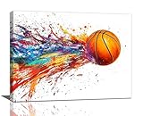 Banksy Basketball Wall Art Sport Street Graffiti Pictures Colorful Basketball Sports Wall Decor Canvas Print Painting Artwork for Gym Bedroom Living Room 12'x16'