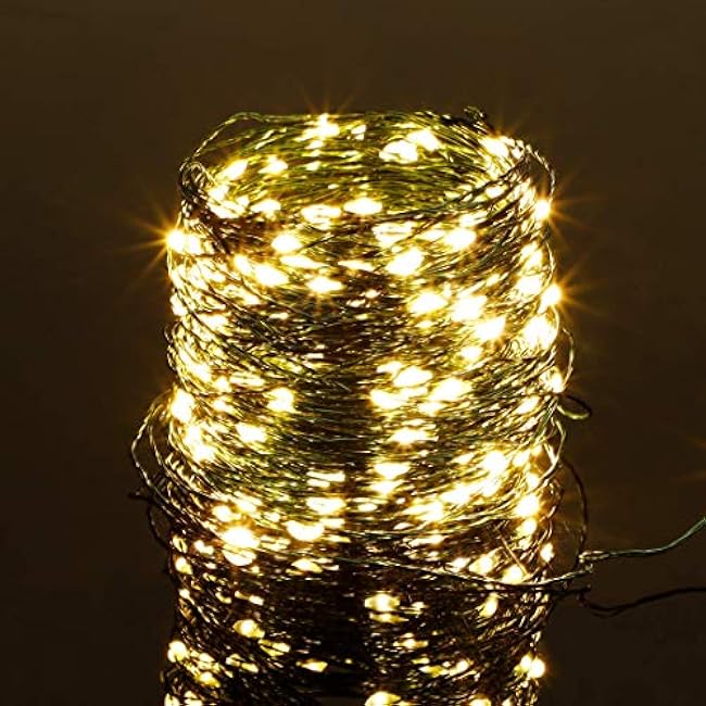 Twinkle Star, 4 Inches Indoor Outdoor, LED String Light Dimmable Control Starry Green Wire Lights Home Lighting Bedroom Wedding X-mas Party Decoration, Warm White