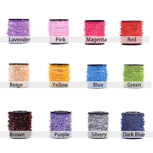 Megrez Sport 5M/10M Tinsel Chenille Line Crystal Flash Line Multi Colors Fly Fishing Tying Material For Diy Streamer Or Nymph Flies (B. 10M On Spools) #TOP1