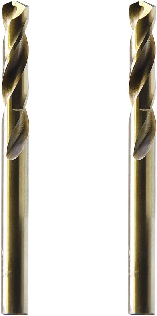MAXTOOL 21/64" 2pcs Identical Screw Machine Drills HSS M35 Cobalt Twist Stub Drill Bits Fully Ground Golden Straight Shank Short Drills; SMF35G10R21P2