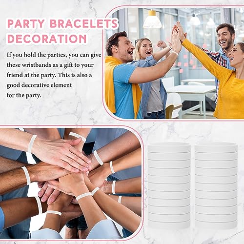 Image of Liliful 100 Pcs Silicone Rubber Wristbands Rubber Wristband Bracelet Bands for Silicone Wristbands for Women Men(White)