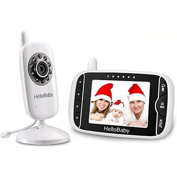 HelloBaby HB32 Wireless Video 3.2 TFT LCD Baby Monitor , Visione Notturna Monitoraggio della Temperatura e 2 vie Citofono Sistema (HB32)