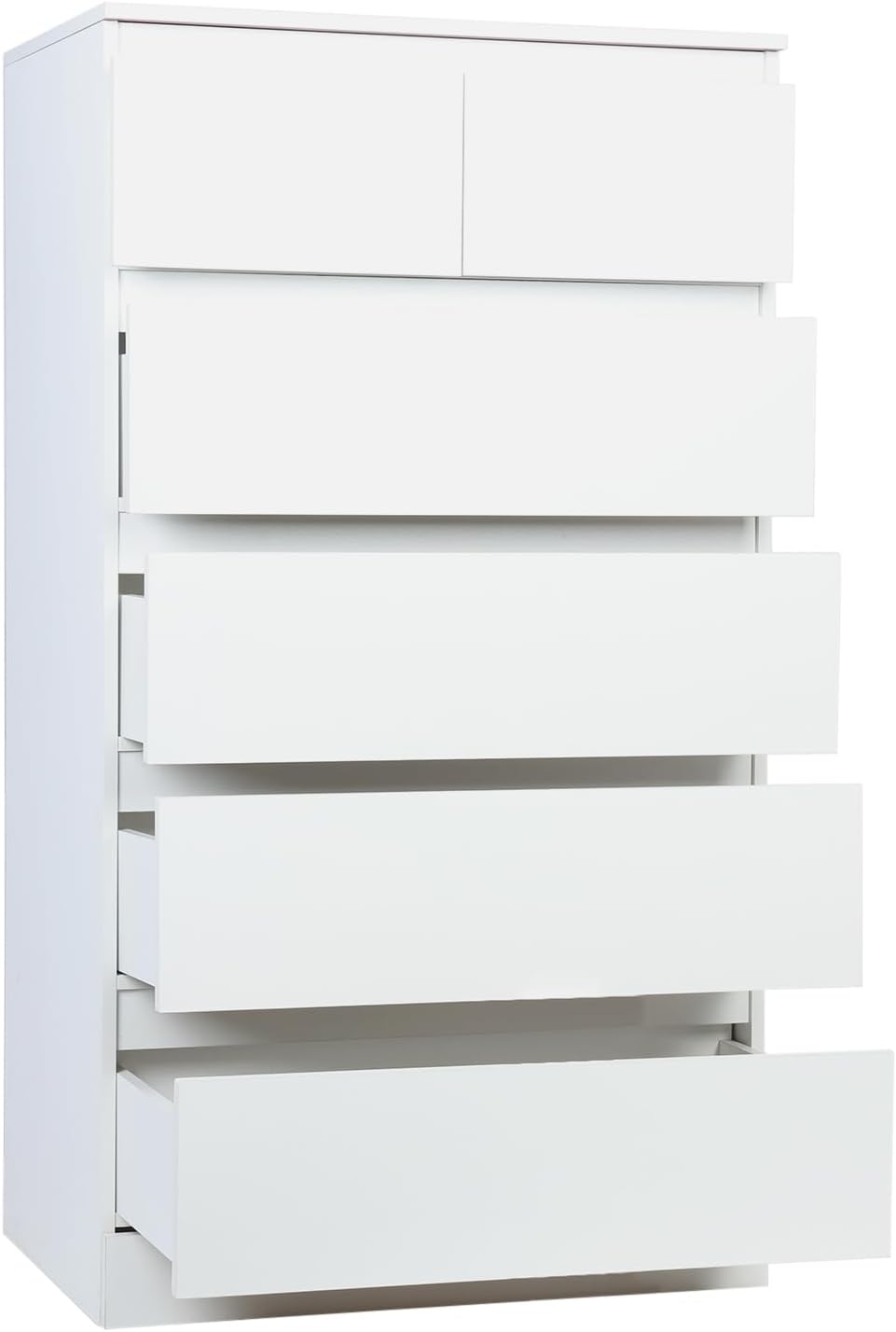Bedroom Dresser, Tall Wooden Storage Cabinet with 6 Drawers, Modern Chest for Clothes Organization, Perfect for Bedroom, Closet, or Living Room White