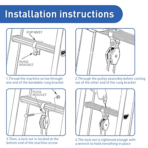 Grongu 31-12 Extension Ladder Pulley Kit Compatible With Werner Extension Ladder Replacement Pulley Assembly Aluminum And Fiberglass Extension Ladder Parts #TOP5