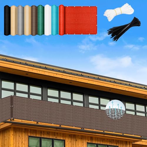 Brise vue vent et vis-à-vis solution pour intimité de balcon brun - 2