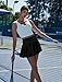PINSPARK Pleated Athletic Skirts for Women Tummy Control Tennis Skirt with Shorts Underneath Golf Mini Skort with Pocket，Black M