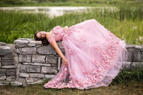 Sweetheart Tulle Quinceanera Dresses for Women Off The Shoulder Ball Gown with Train Lace Beaed Sweet 15 16 Dress3