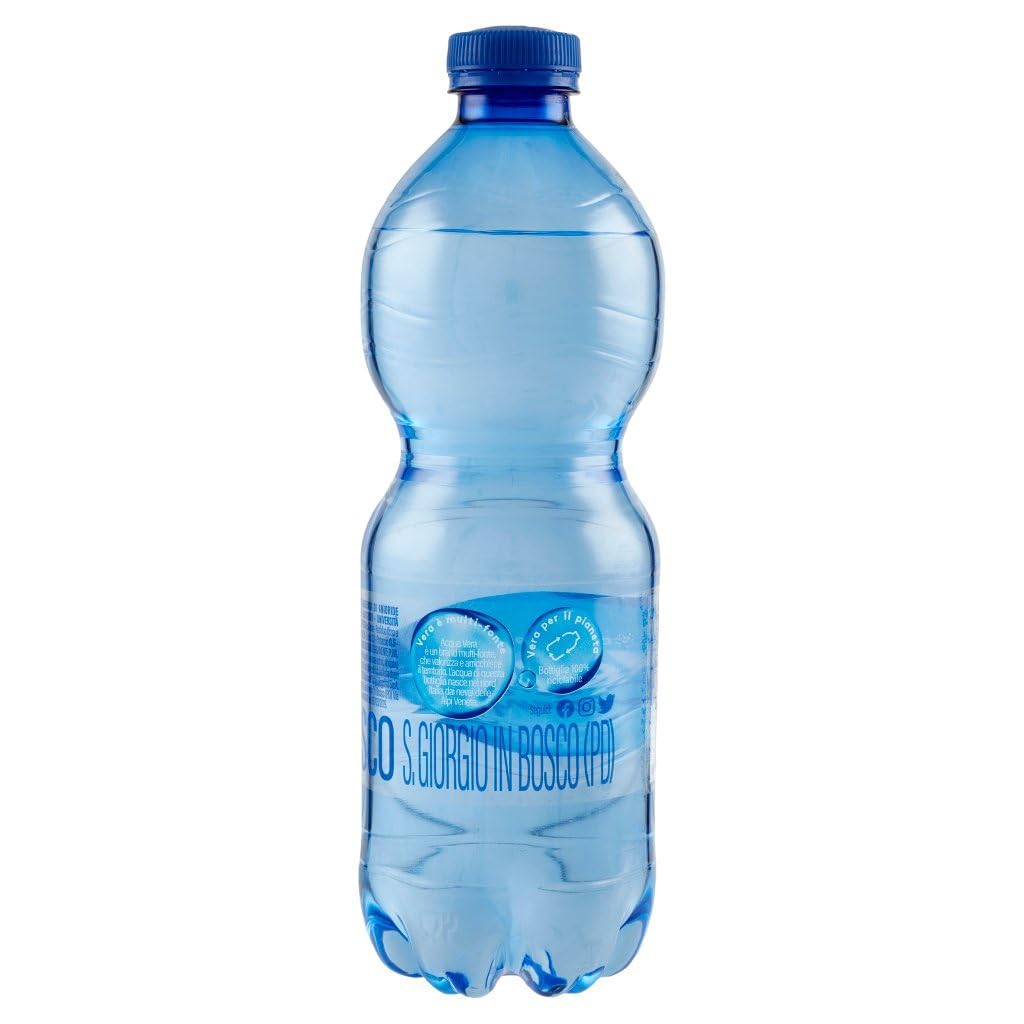 Vera, Acqua Frizzante Oligominerale,Agua con gas oligomineral desechable – Botella de PET – Botella de 48 x 500 ml + Lata italiana Gourmet Polpa di Pomodoro de 400 g