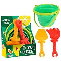 A-SZCXTOP Beach Toys for Kids & Toddlers,Fruit Series Sand Tools Set,Travel Sandbox Toys for Boys Girls,Includes Collapsible Bucket,Shovels,Sand Molds