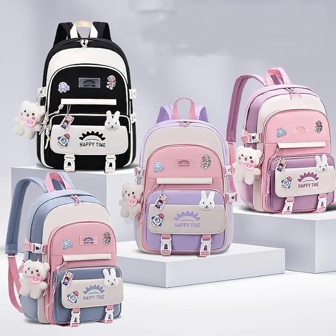 Image of ADSON kawaii Girls Travel School Bag|Backpack Of Large Capacity Aesthetic Stylish Girls Korean Laptop Bag Rucksack for School |College Bags Cute Bookbag for Teens Water Resistance