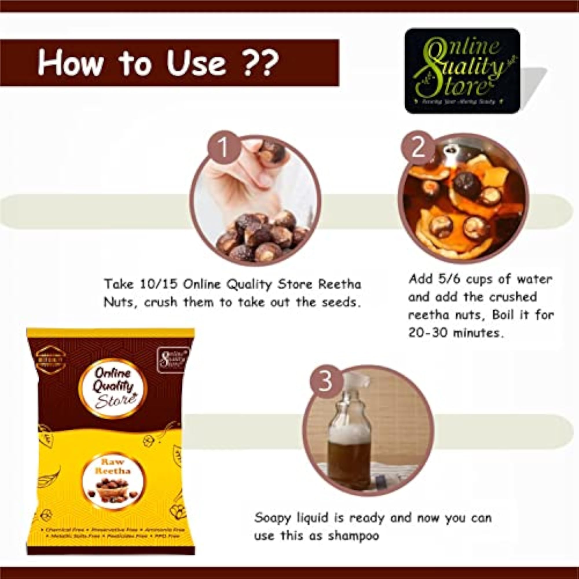 Store Raw Reetha Nuts for Hair Growth, 200g