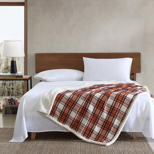 Eddie Bauer - Throw Blanket, Reversible Sherpa Fleece Bedding, Home Decor for All Seasons (Edgewood Red, Throw) - Image 4