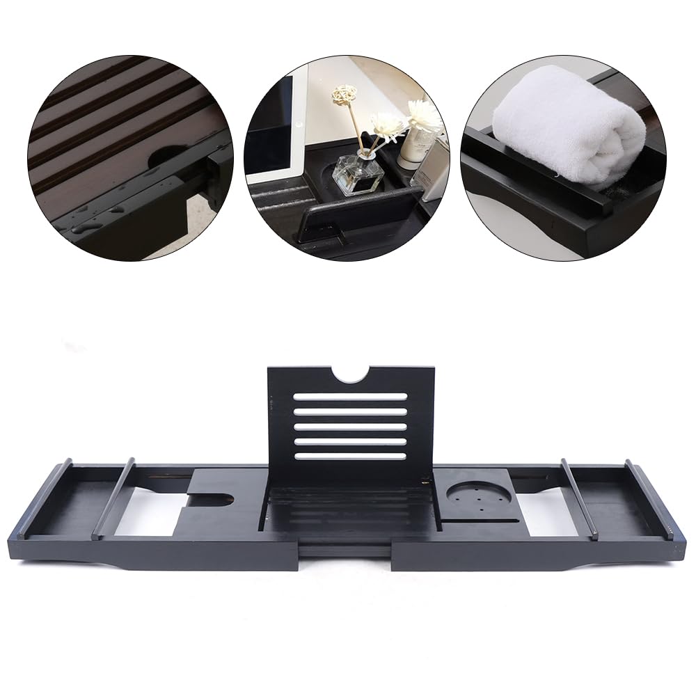 Bandeja plegable para bañera, bandeja de bambú para bañera, accesorio de baño, bandeja para bañera, bandeja de 75-110