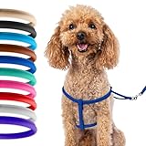 CollarDirect Rolled Leather Dog Harness Small Puppy Step-in Leash Set for Walking Pink Red White Blue Green Black Purple Beige Brown Yellow (Dark Blue, S)
