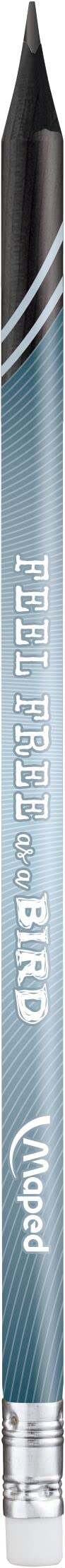 Maped – 72 Crayons Graphite Black’Peps Energy HB Embout Gomme – Crayons à Papier avec Messages Inspirants - Pot de 72 Crayons à Papier Fantaisie (Lot de 2)