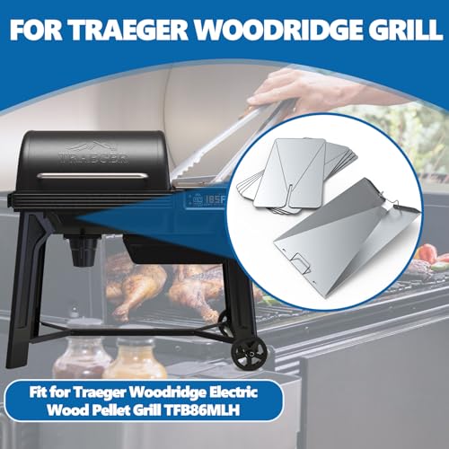 Image of SafBbcue Drip Tray and Liners for Traeger Woodridge Pellet Grill Replacement Parts, Compatible with Traeger Drip Tray Liner BAC818, for TFB86MLH Grease Tray, Stainless Steel