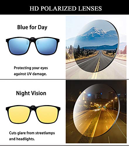 Image of Polarized Clip-on Sunglasses Anti-Glare UV Protection Driving Sun Glasses Over Prescription Glasses