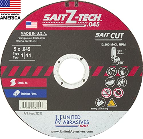 United Abrasives- SAIT 23325 Type 1 5-Inch x .045-Inch x 7/8-Inch12200 Max RPM Z-Tech - High Performance Cut-Off Wheels, 50-Pack