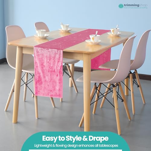 Chemin de table velours rose Trimming Shop 33x274 cm pour banquet