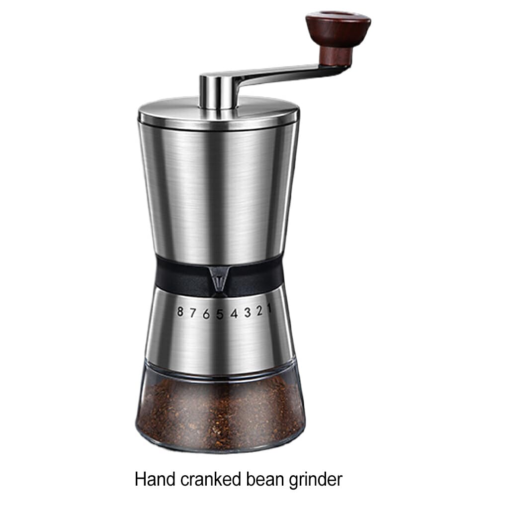 Molinillo de cocina o cafetería con mango extendido para moler fácilmente, molinillo externo de 8 velocidades, grueso y fino, de acero inoxidable