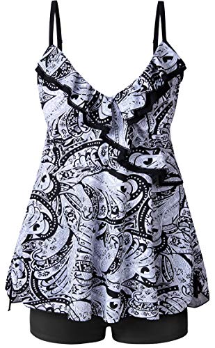 Womens Plus Size Swimsuit Swimwear Tankini Two Piece Design Bathing Suit Swimwear (Black and White 18) Womens Plus Size Swimsuit Swimwear Tankini Two Piece Design Bathing Suit Swimwear (Black and White 18)