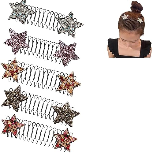 伸縮性のある目に見えない星型のヘアクリップ、目に見えないスターヘアクリップ、かわいい目に見えないヘアホルダー、女の子のためのヘアスタイリングツール。 (5PCS)