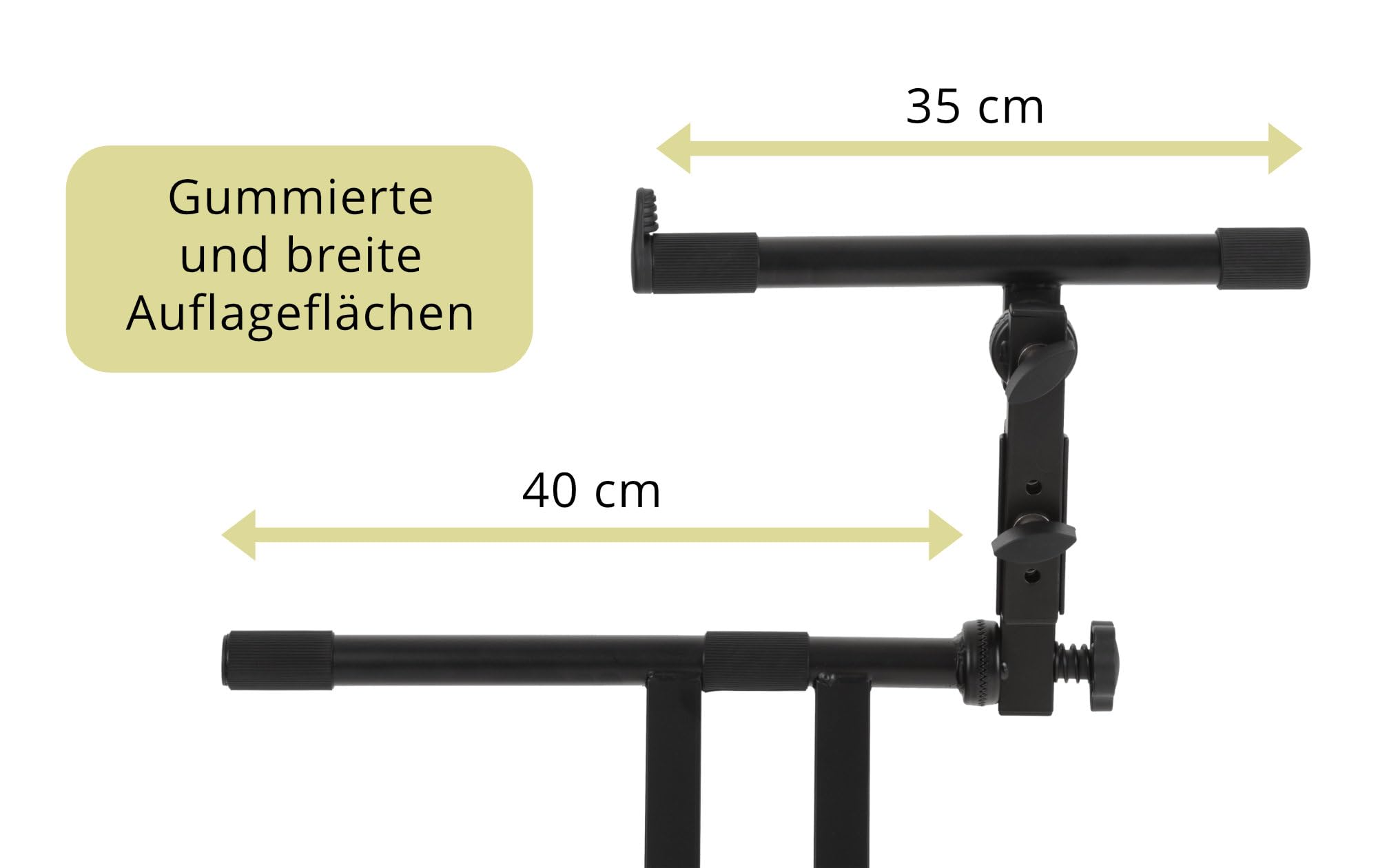 Classic Cantabile 2-fach Doppel-X-Keyboardständer - doppelstrebige Ausführung - 2 Ebenen für 2 Instrumente - Zahnsegmentverschluss für die zweite Ebene - Schwarz