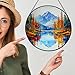 ZUSANG Mountain Lake Sun Catcher Hanging Stained Glass Window Decor, Winter Mountain Stain Glass Art, Handmade Suncatcher for Window Hanging Decor for Home Office, Christmas Housewarming Gifts, 9.8’’