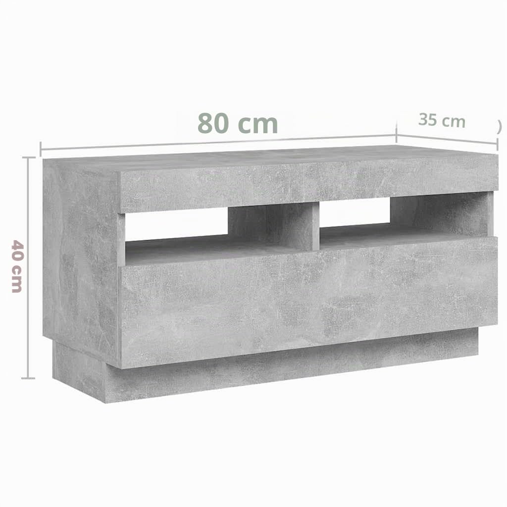 vidaXL Mueble para TV con Luces LED Gris hormigón 260x35x40 cm