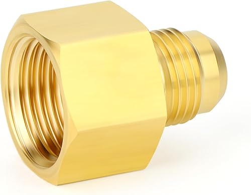 Miniatura 139 de GASHER 10 piezas de latón SAE 45 grados Flare Tube Fitting, 1/2" Flare Nut Aire Acondicionado Tubo de cobre Extensión de tubo de cobre a tope Tuerca