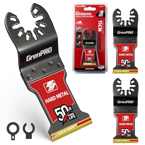 GRENPRO TiCN Carbide Oscillating Saw Blades, Heary Duty Multitool Blades Quick Release for Hard Metal, Nails, Wood, Bolts and Screws, Oscillating Tool Blades for Dewalt Bosch Milwaukee Ryobi