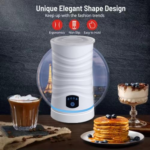 Milk-Frother, 4-in-1 Milk-Steamer-and-Frother, Hot & Cold Foam Milk Warmer with Temperature Control, Auto Shut-Off Frothers for Coffee, Latte, Cappuccino, Macchiato (White) by ECIOHC - Used condition - Image 2
