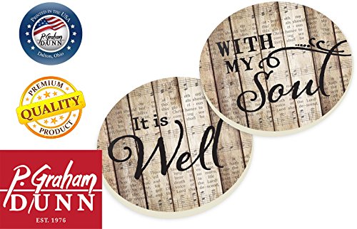 It Is Well With My Soul On Faded Sheet Music 2.75 X 2.75 Absorbent Ceramic Car Coasters Pack Of 2 #TOP7