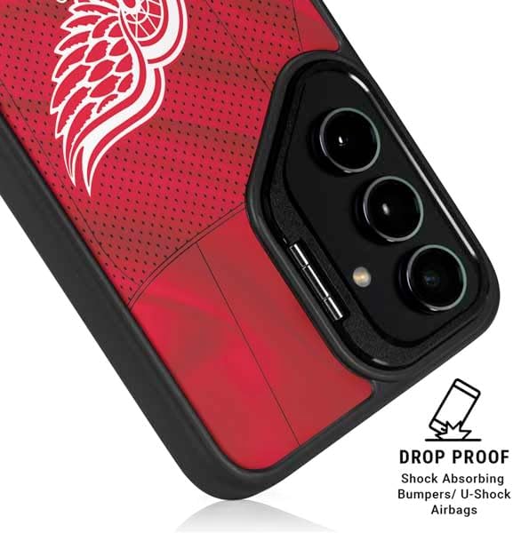 Skinit Kickstand Phone Case Compatible with Galaxy S25 - Officially Licensed NHL Detroit Red Wings Home Jersey Design