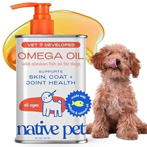 Native Pet Omega 3 Fish Oil for Dogs & Cats – Wild Alaskan Salmon Oil for Dogs Skin and Coat, Supports Joints, Heart & Shedding – Fast-Absorbing Omega 3 6 9 Liquid Supplement – 8oz