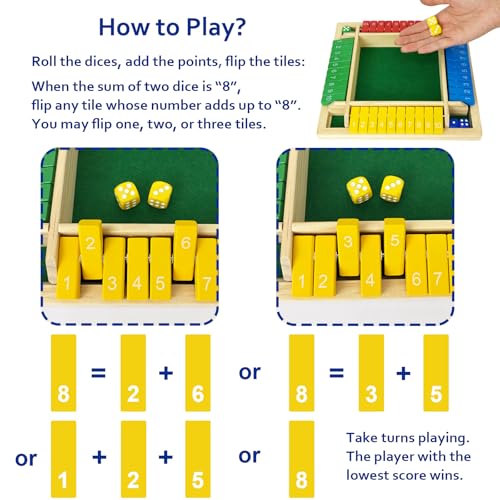 Shut The Box Juego de Dados para 4 Jugadores miniatura 5