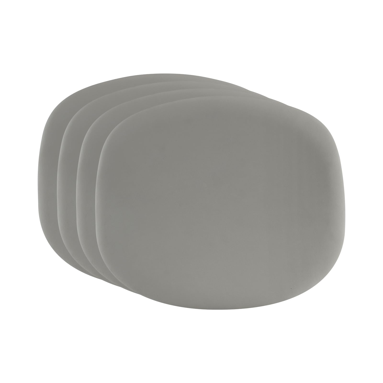 EGGREE Set de 4 Cojines de Silla,Cojines de Asiento en Cuero PU, 43 x 37 x 3,5 cm, Adecuado para Sillas de Comedor con una Distancia Entre Orificios de 12,5 cm, Gris