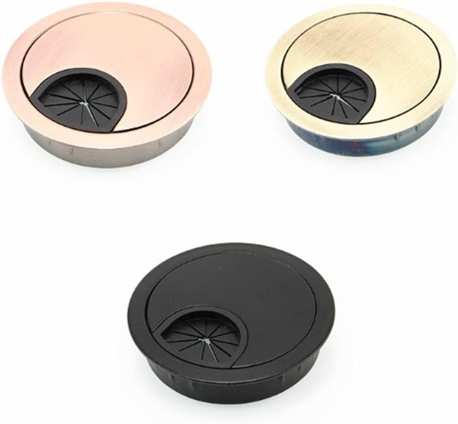 Desk Grommet,Cable Grommet Cable Grommet， 8pcs/Pack Computer Grommet Table Cable Outlet Port Surface Line Box Zinc Alloy Desk Wire Hole Cover(Black)