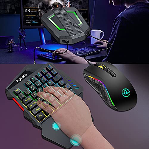 Image of A869 Wired RGB Ergonomic Gaming Mouse V100 35 Keys Single-Hand Gaming Keyboard P6 Portable Keyboard Mouse Converter Combo