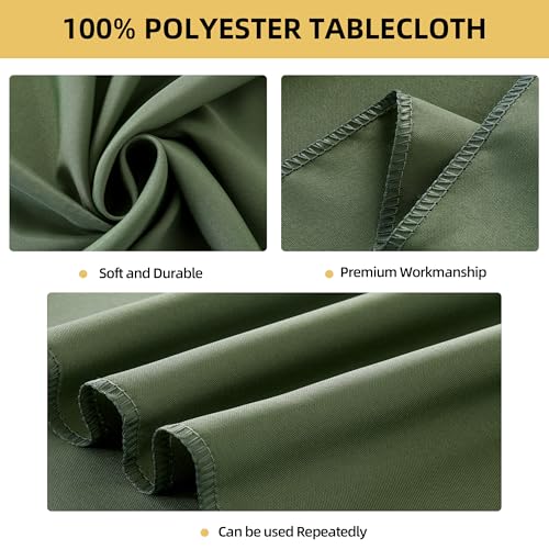 Image of 2-Pack 90x156 inch Sage Green Table Cloths, Solid Stain and Wrinkle Resistant Oblong Tablecloth, Premium Plain Weave Polyester Fabric Rectangle Table Linen Covers for Hotel, Banquet