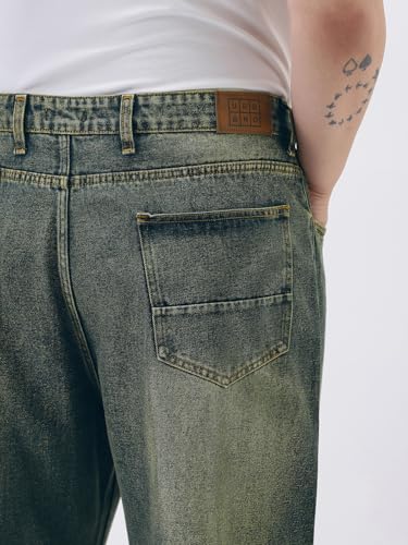Image of Urbano Plus Men's Loose Baggy Fit Heavy Washed Jeans Non-Stretchable