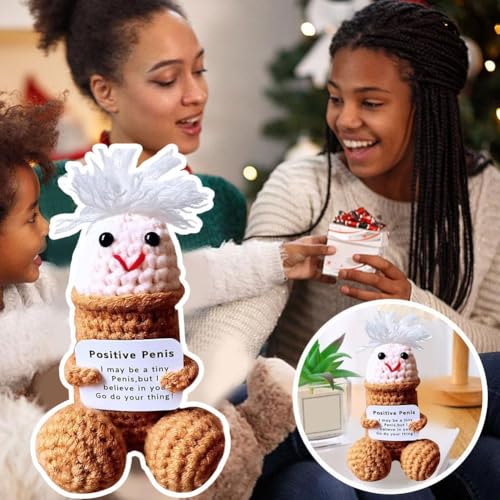 Generic Emotional Support Dick, Mini Funny Positive Handmade Crochet Dick Doll, Woolen Crochet Dick Doll Pickle Gift With Card for Friends