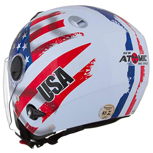 Pro Tork Capacete New Atomic Usa 60 multicor (Branco/Vermelho/Azul)