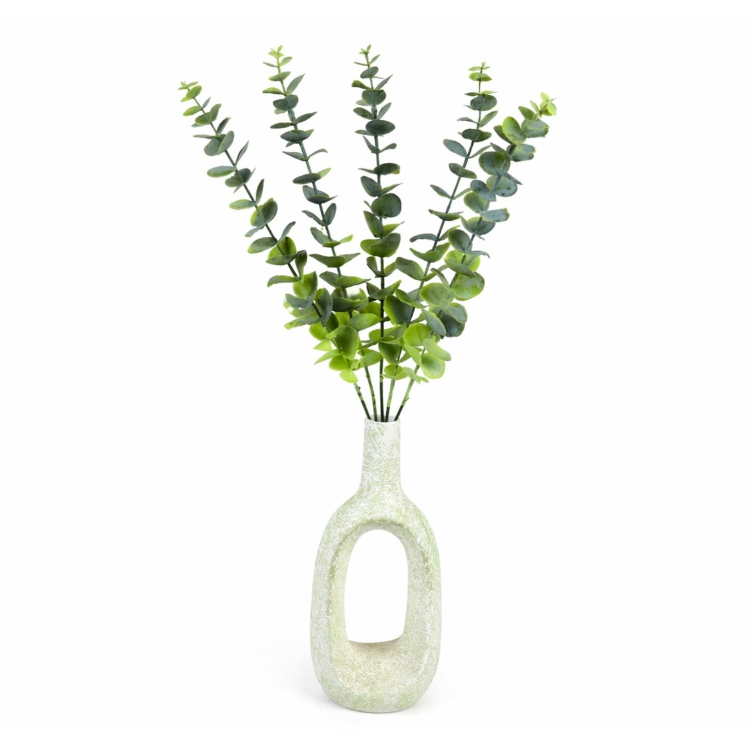 Pink Olive Artificial Silver Dollar Eucalyptus Safeda Stem for Indoor Garden Home Decor | Faux Green Leaves Greenery Arrangement for Wedding Bouquet Table Centerpiece Vase Decoration (5)-picture-11